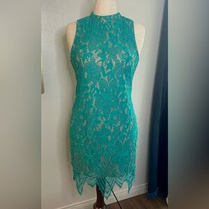 Turquoise, crochet crochet dress